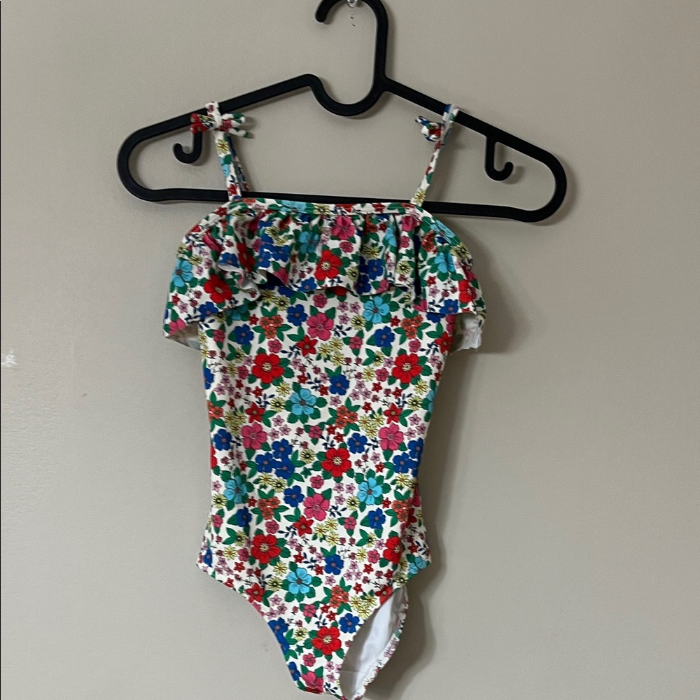 Mini Boden Floral Kids Swim One Piece - Red, Blue, Green